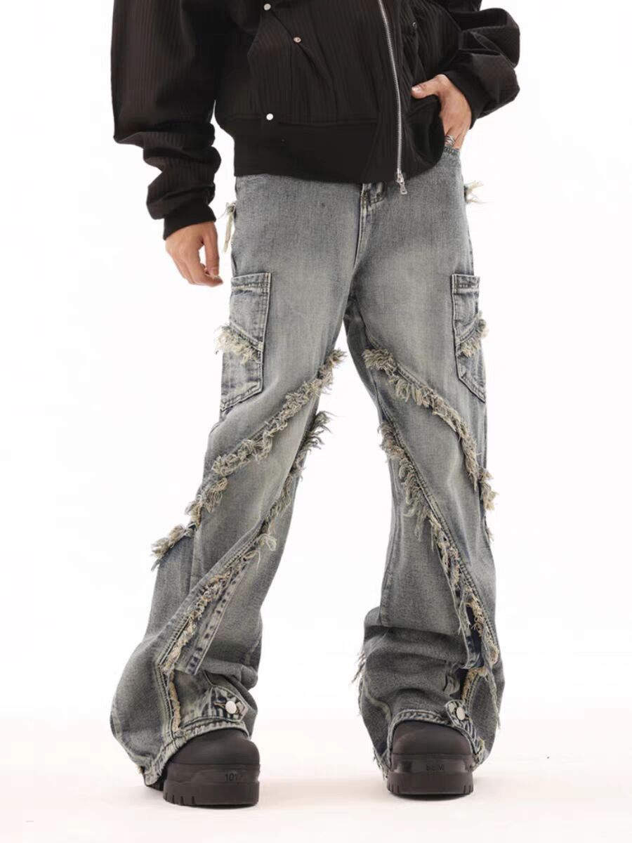 Japanese Brand × Jean Retro ruined whiskering design washed distressed jeans Size US 33 - 12 Thumbnail