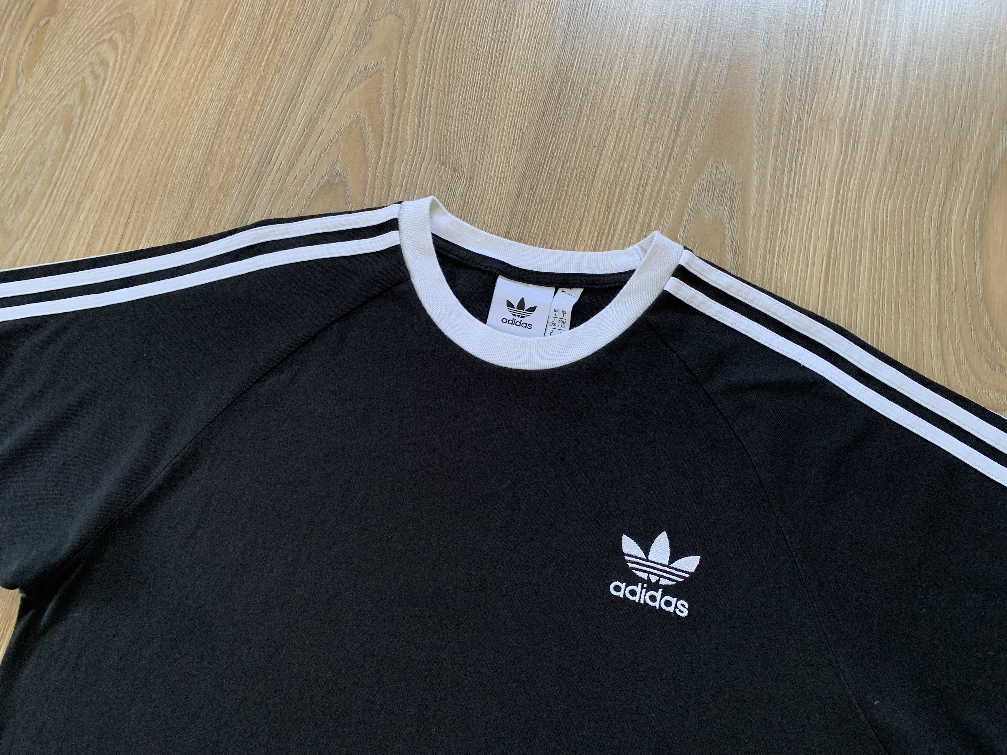 Adidas Adidas Black Cotton T Shirt Size US L / EU 52-54 / 3 - 4 Thumbnail