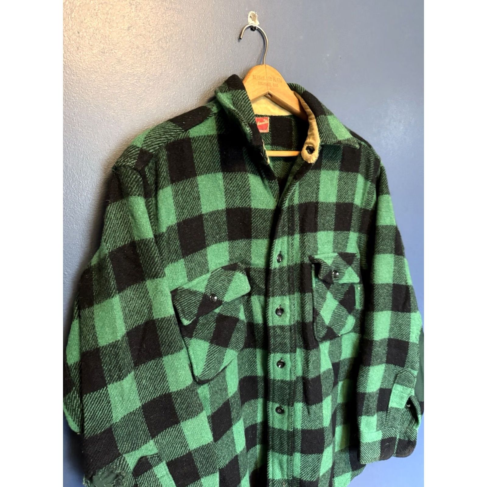 Vintage VINTAGE Workmaster Wool Green Plaid Button-Up Flannel Shirt M Mens 40s Size US M / EU 48-50 / 2 - 2 Thumbnail