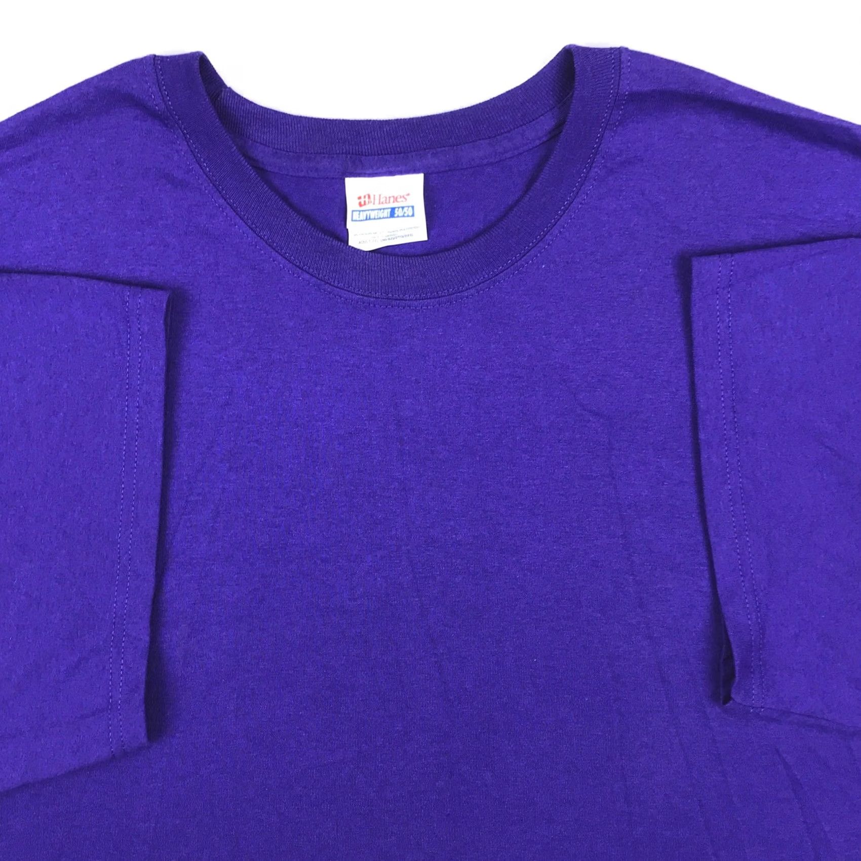 Hanes VINTAGE Hanes T-Shirt 2XL Purple Crew Neck Short Sleeve Cotton Blend Solid Mens 90s 80s Surf Beach Rock NOS Size US XXL / EU 58 / 5 - 7 Thumbnail