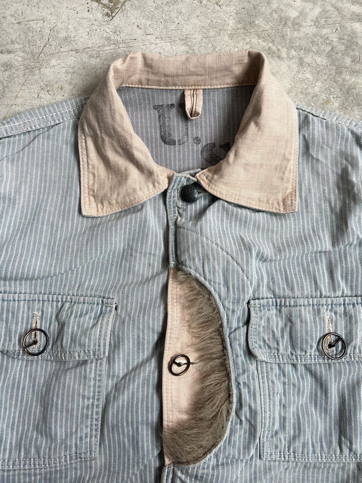 Kapital Vintage Kapital Stripe Military Denim Jacket Size US S / EU 44-46 / 1 - 2 Thumbnail