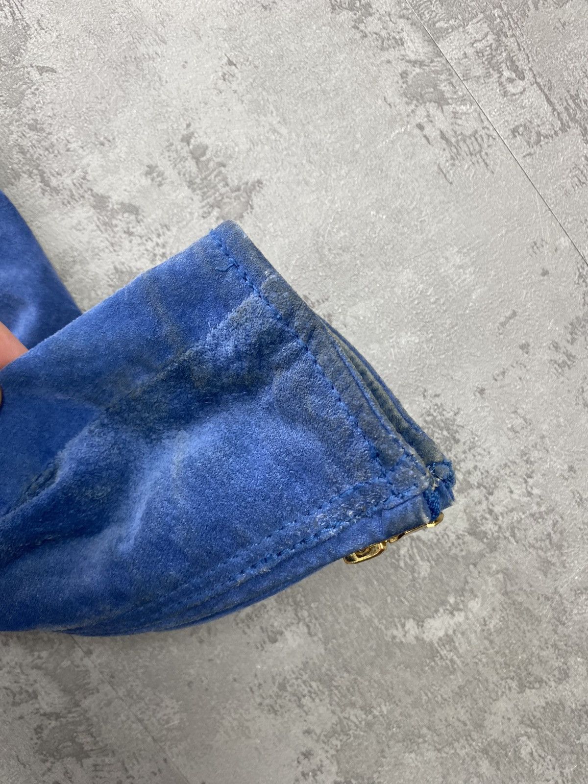 Vintage Blue and Gold Vintage Thick Heavy Suede Trucker Jacket Size M / US 6-8 / IT 42-44 - 3 Thumbnail