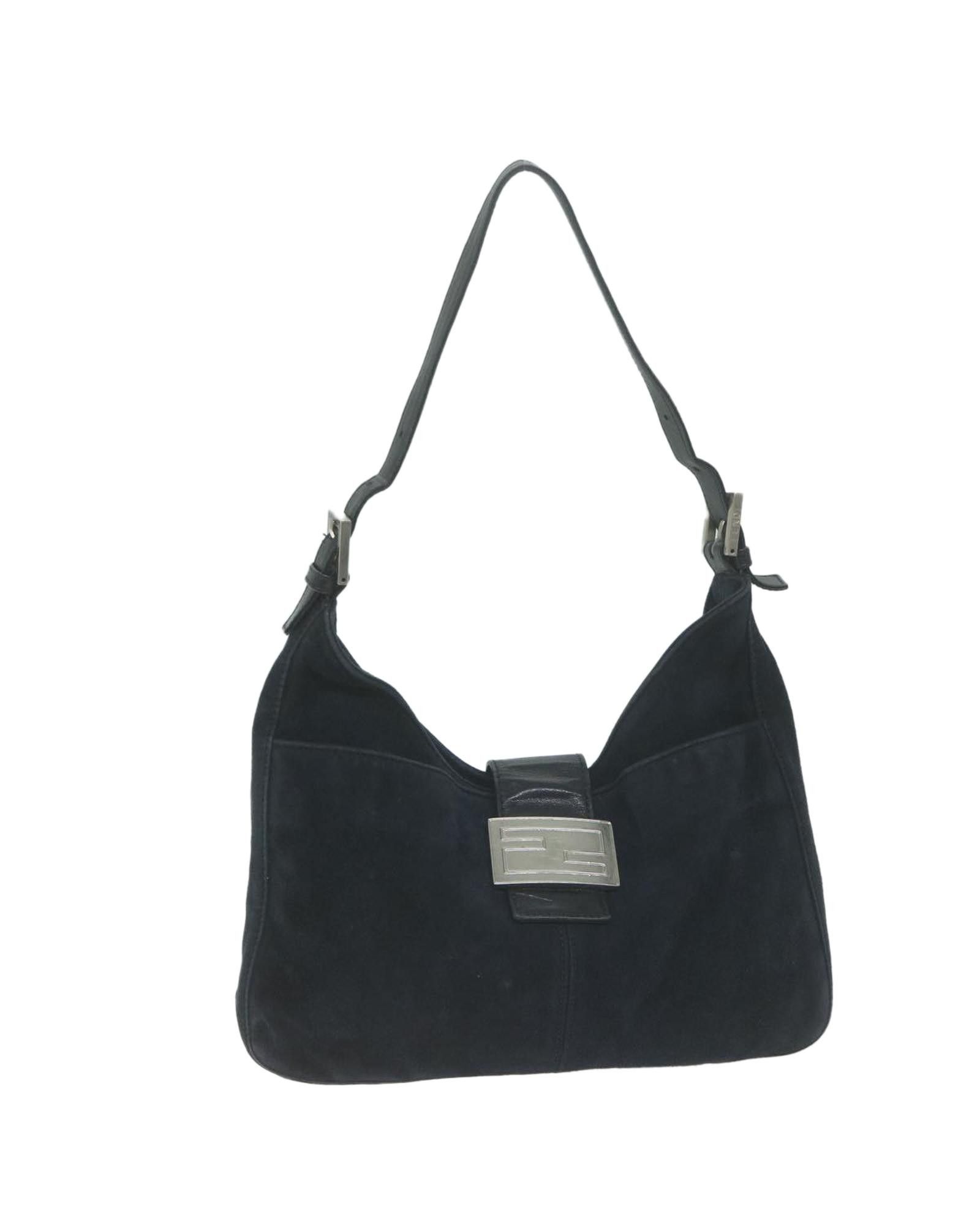 image of Fendi Navy Suede Shoulder Bag - Practical And Elegant, Women's