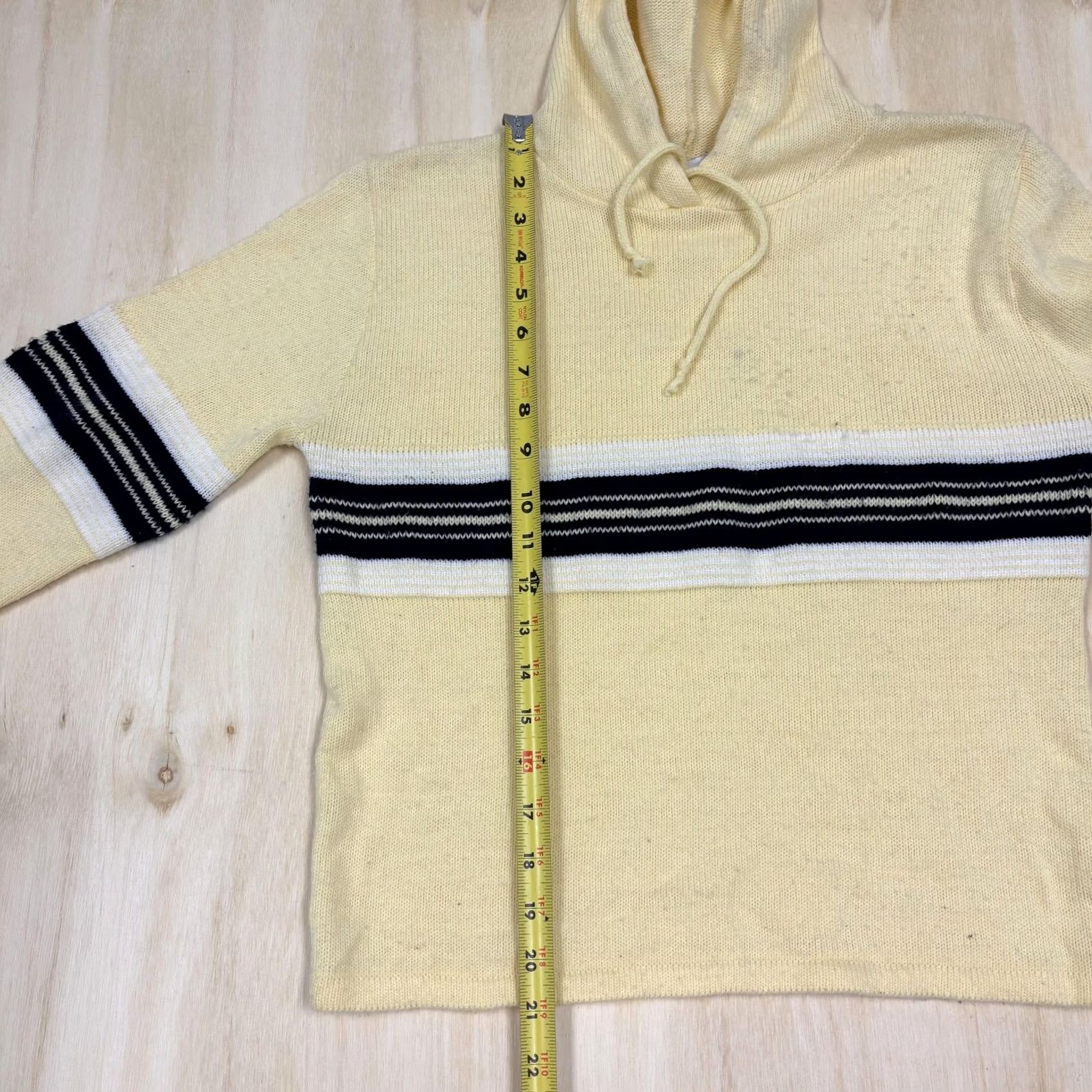 Vintage VINTAGE IN CHARGE Sweater Women Small Yellow Hooded Striped Knit Long Sleeve 90s Size S / US 4 / IT 40 - 4 Thumbnail