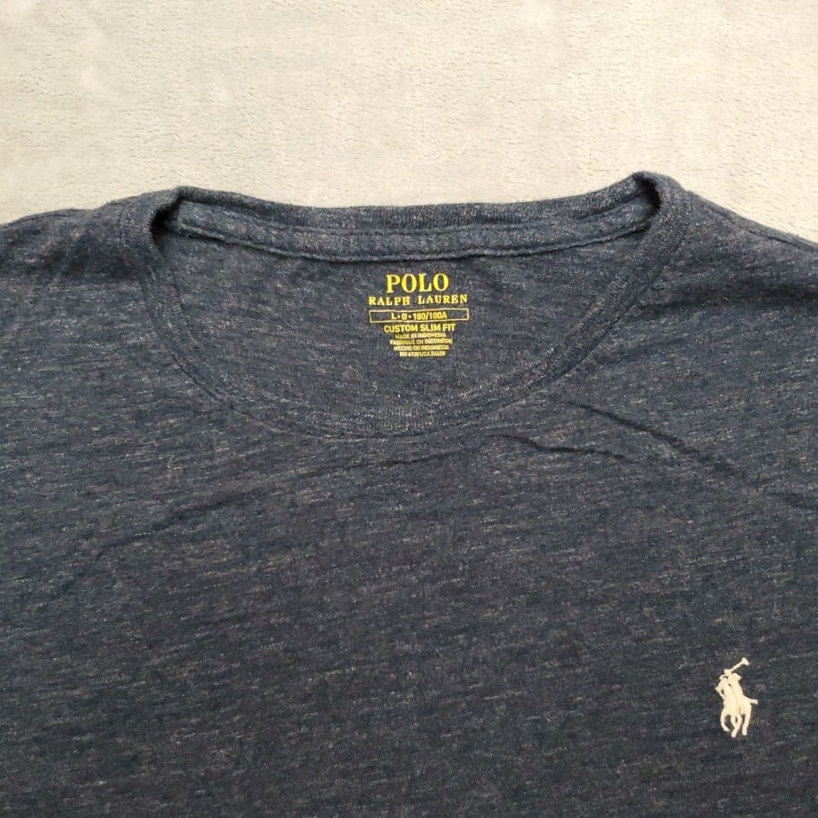 Polo Ralph Lauren VINTAGE Polo Ralph Lauren Shirt Mens L Blue Slim Fit Long Sleeve Cotton Crew Neck Tee Size US L / EU 52-54 / 3 - 2 Thumbnail