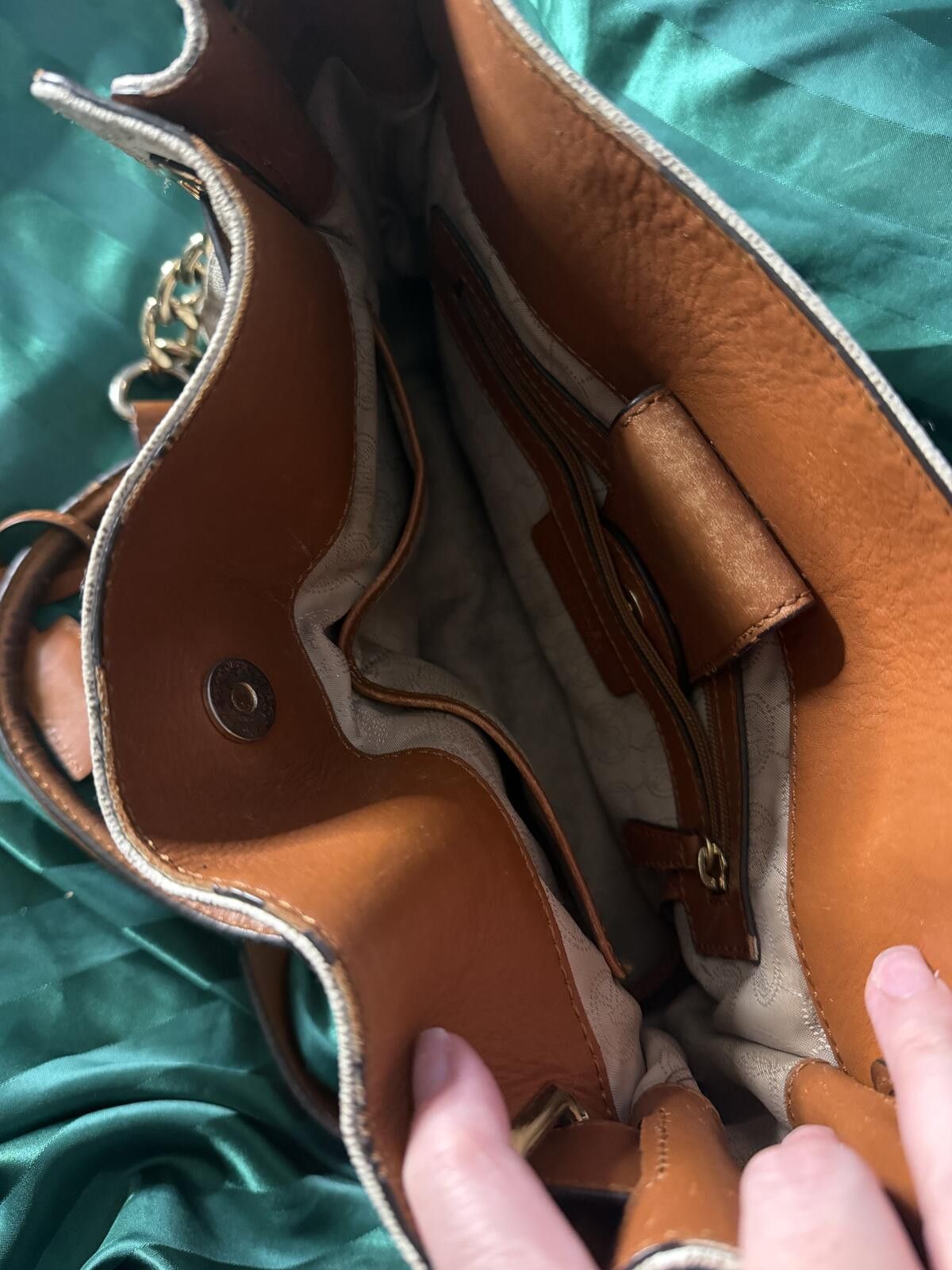Michael Kors Michael Kors Signature MK Logo Tan Leather Tote Bag Size ONE SIZE - 2 Thumbnail