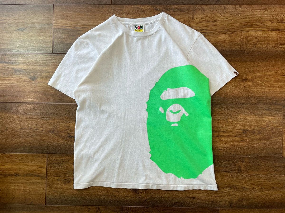 BAPE Neon Side Big Ape Head White Tee Mens Shirt Sz S-M