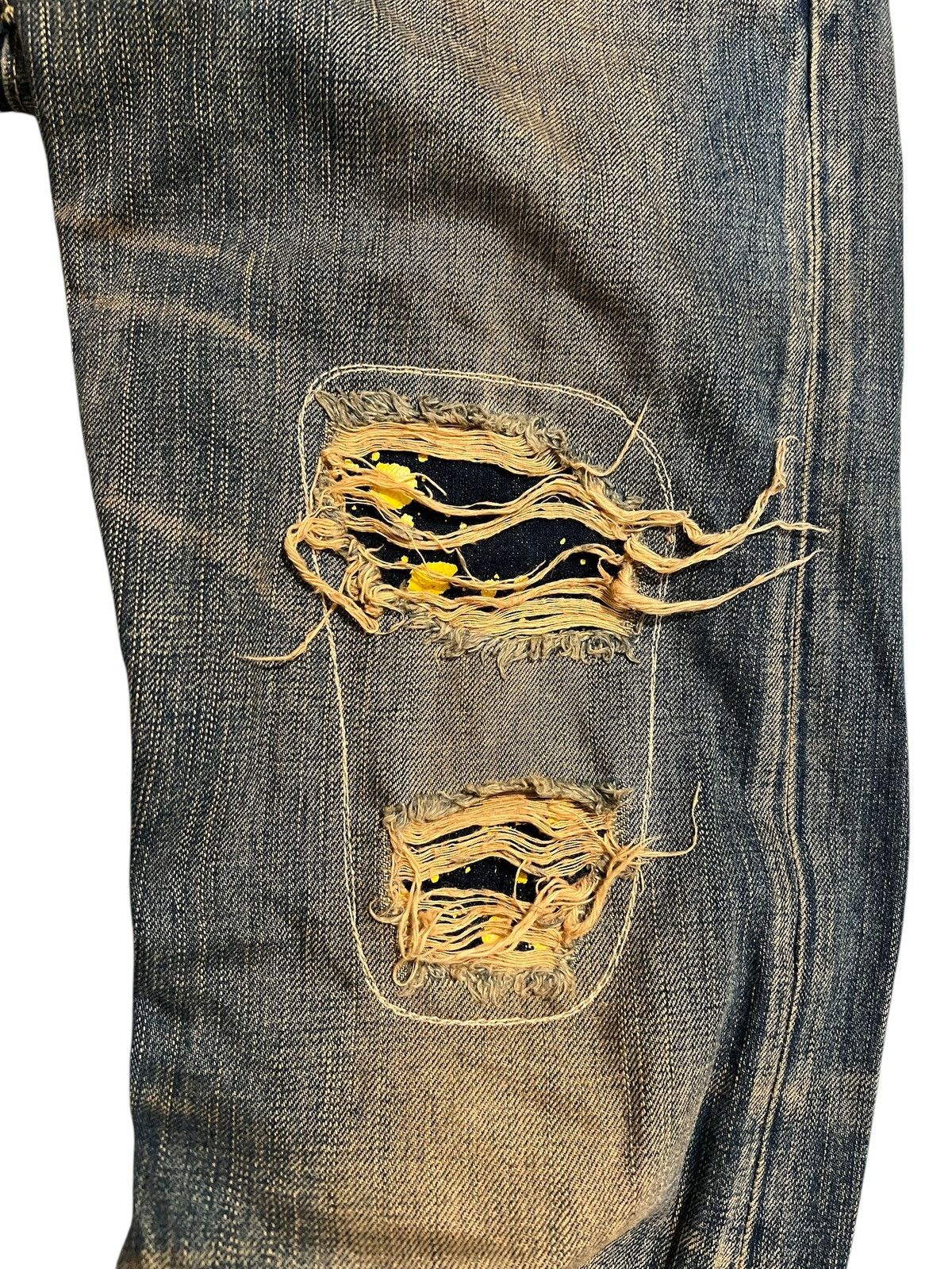 If Six Was Nine FLARE EDWIN STUDED DISTRESSSED PUNK MUDWASH DENIM Size US 32 / EU 48 - 8 Thumbnail