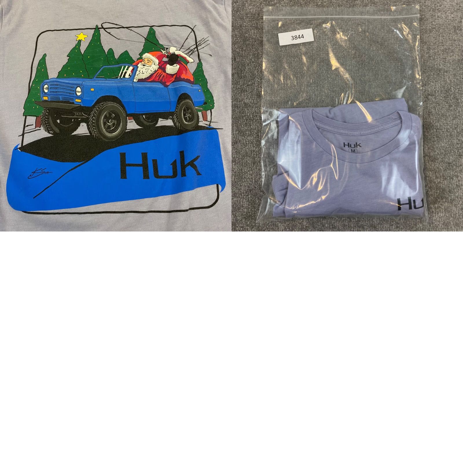 Vintage HUK Christmas Fishing Shirt Mens Medium Light Purple USA Strong Santa Outdoor Shirt T-Shirt Indoor Outdoor Size US M / EU 48-50 / 2 - 8 Thumbnail