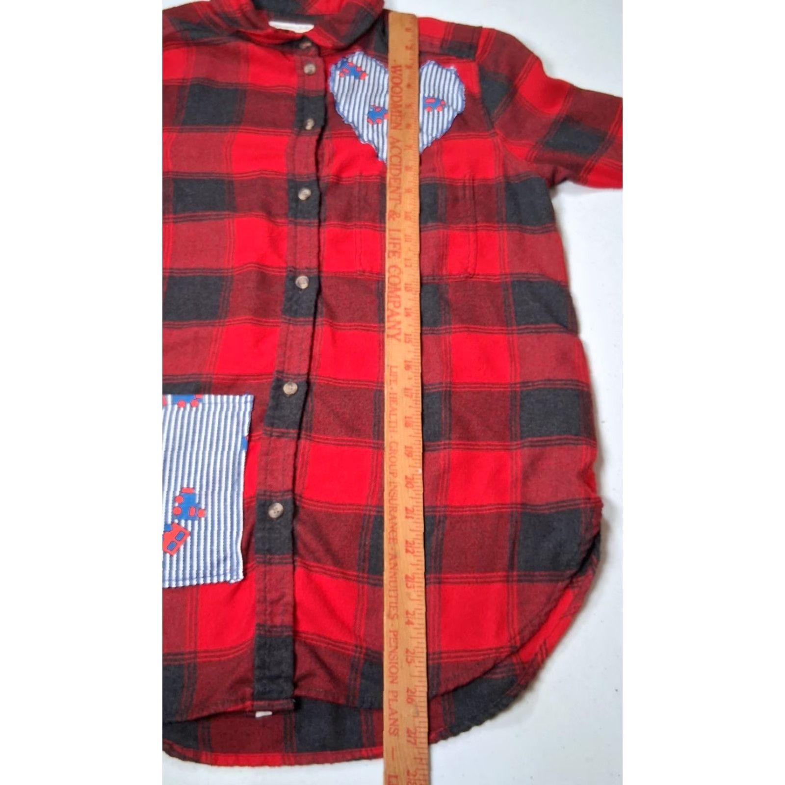 Vintage Reworked American Eagle Shirt Flannel Shirt Women S Red Plaid Patch Pocket One of a Kind Upcycled OOAK Cozy Soft Wear Train Accent Button-Up Vintage? Size S / US 4 / IT 40 - 5 Thumbnail