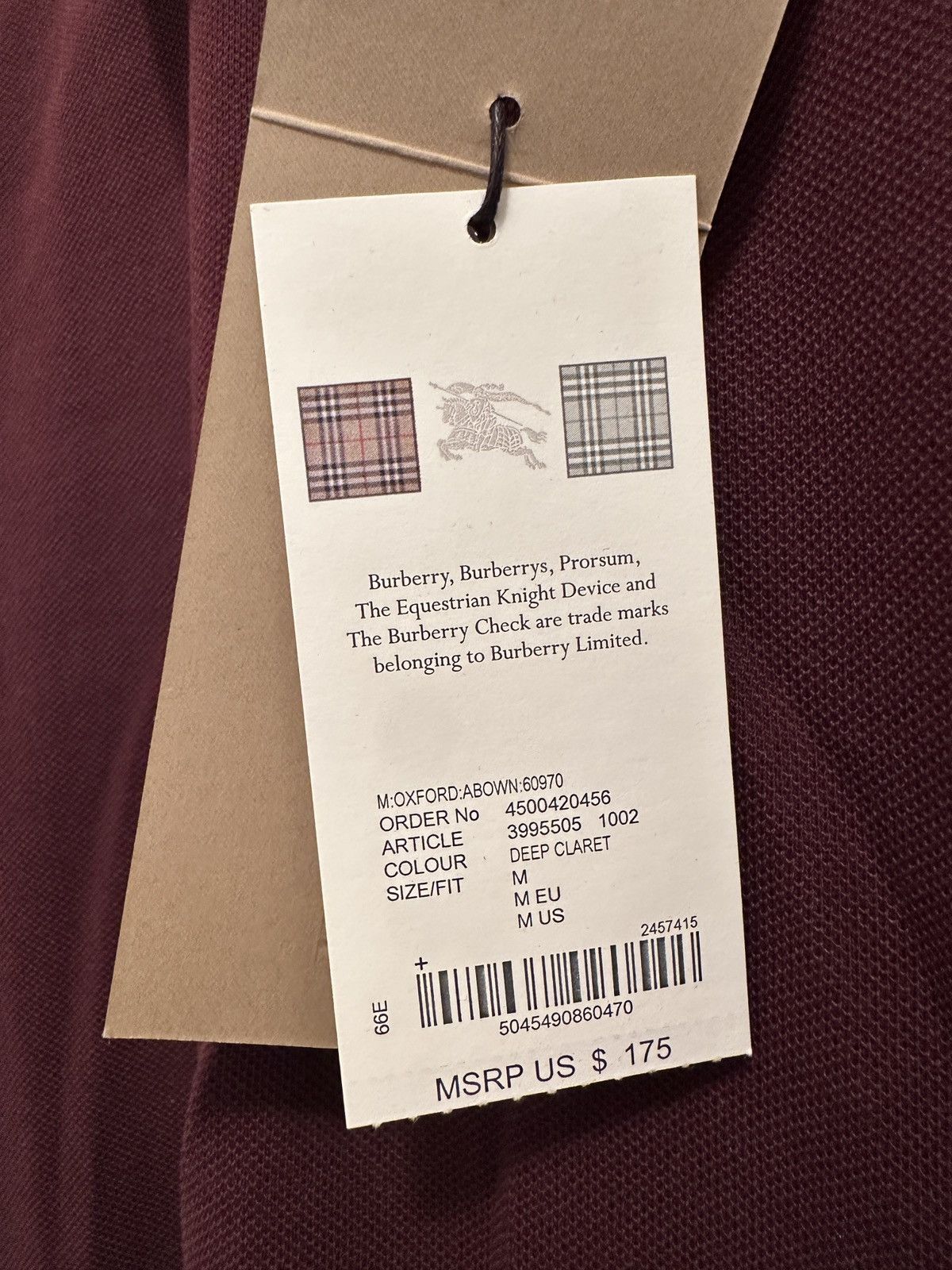 Burberry Burberry Brit Short-Sleeve Polo Maroon Size Medium Size US M / EU 48-50 / 2 - 6 Thumbnail