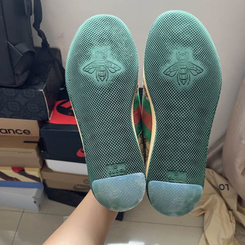 Gucci Gucci Screener Green Leather Low-Top Sneakers - Size US 10 / EU 43 - 3 Thumbnail