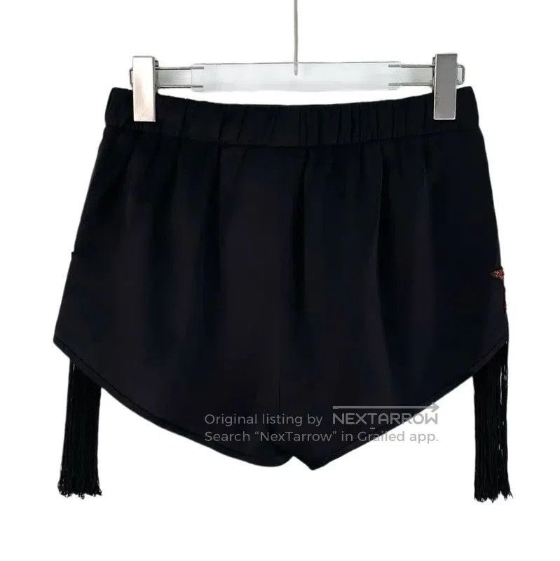 Yves Saint Laurent YSL Black Silk Women's Shorts with Star Details . Size 22" - 2 Thumbnail