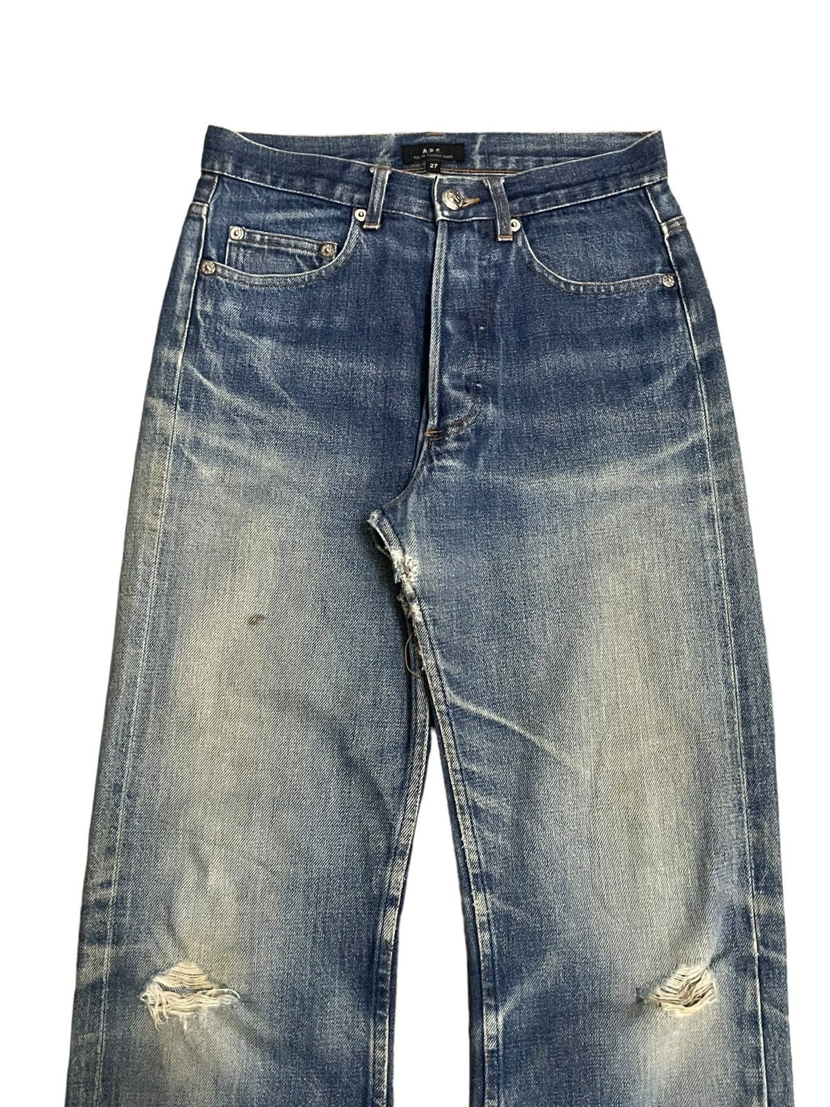 A.P.C. Vintage A.P.C Selvedge Blue Wash Loose Fit Distressed Jeans Size US 27 - 4 Thumbnail