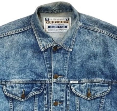 image of Vintage Guess Usa Denim Jacket in Blue Wash, Men's (Size Large)