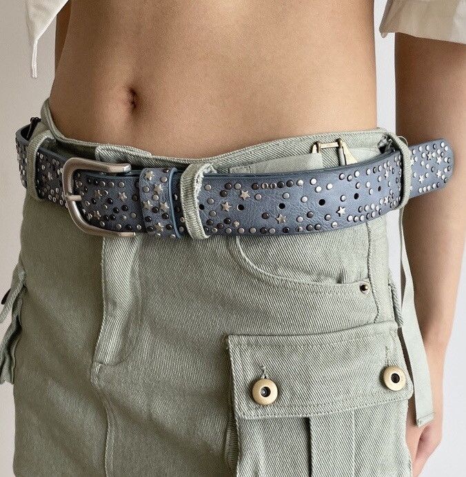 Japanese Brand × Vintage Y2K punk rock multi star rivet stud belt Size ONE SIZE - 2 Thumbnail