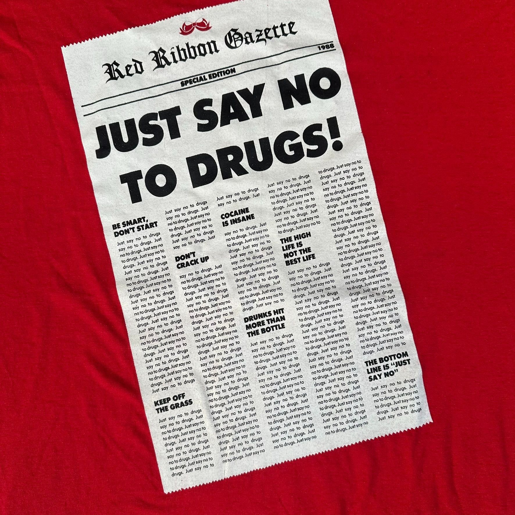 Vintage Vintage 80s Say No To Drugs T-Shirt Single Stitch Red L/XL I Size US XL / EU 56 / 4 - 2 Thumbnail