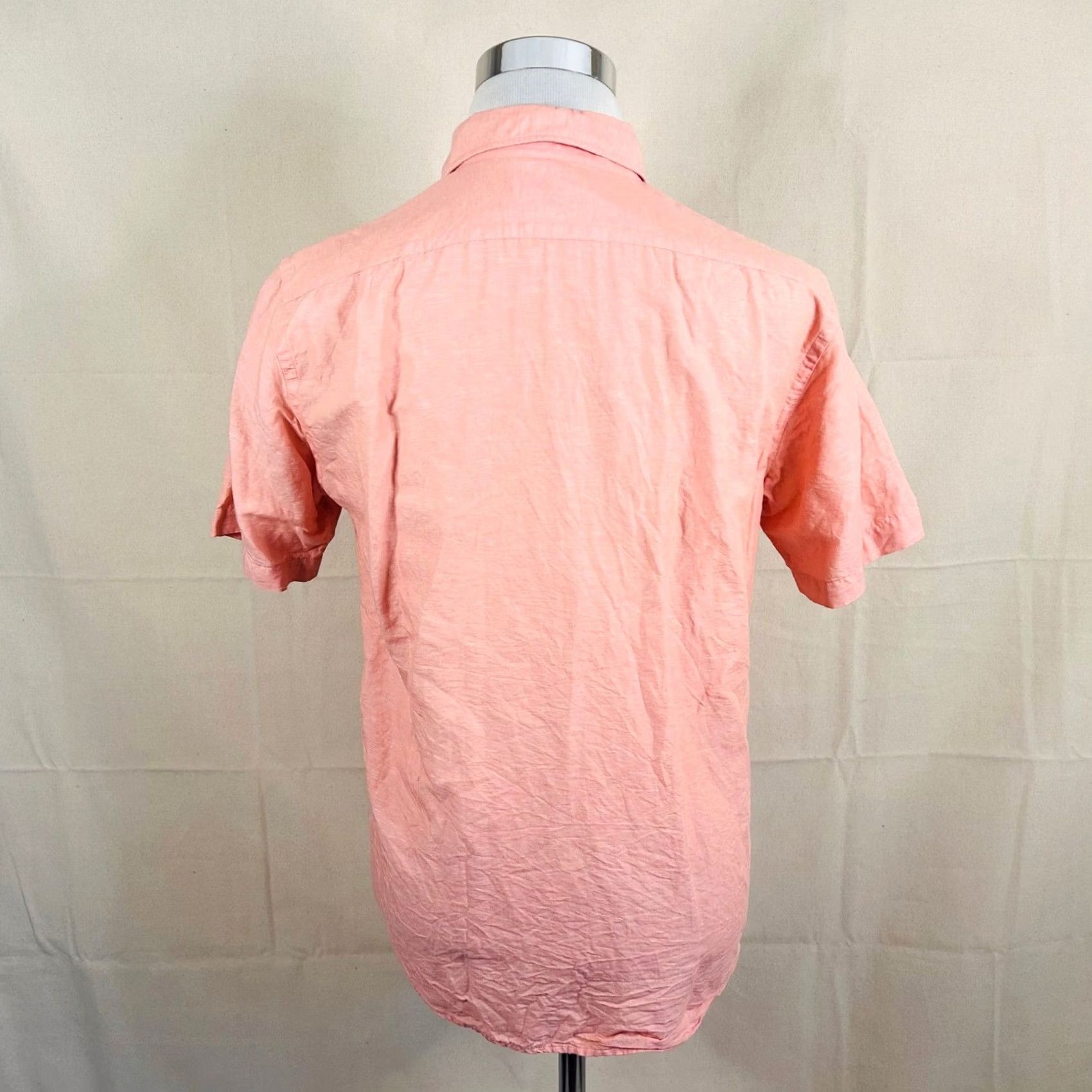 Uniqlo Uniqlo Mens Small Regular Fit Peach Solid Linen Cotton Blend Button Front Shirt Size US S / EU 44-46 / 1 - 5 Thumbnail