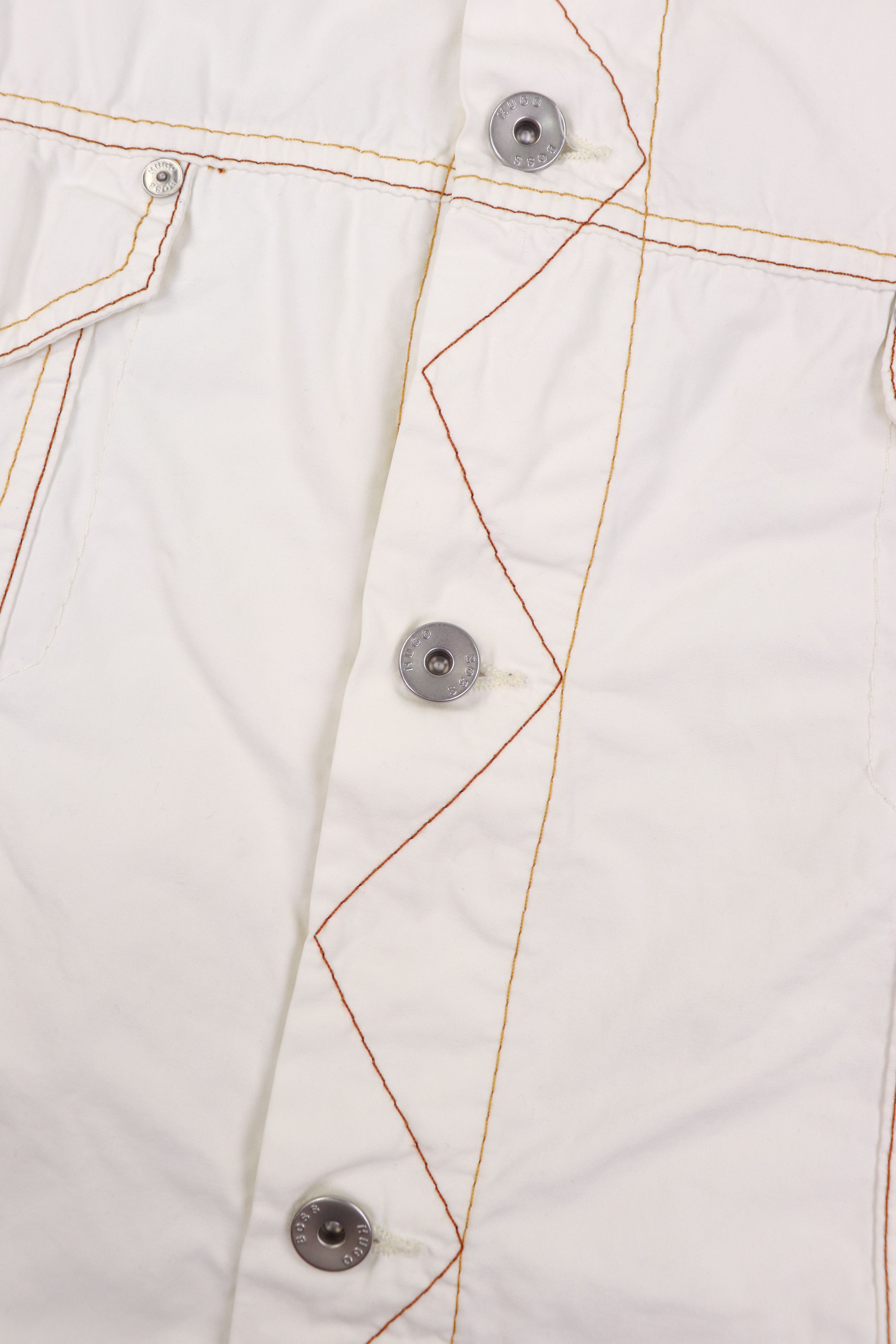 Hugo Boss Hugo Boss Vintage White Cotton Trucker Jacket Size US XL / EU 56 / 4 - 6 Thumbnail