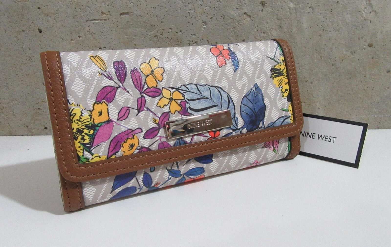 Nine West Nine West It Girl Trifold Checkbook Wallet Floral Multicolor Size ONE SIZE - 6 Thumbnail