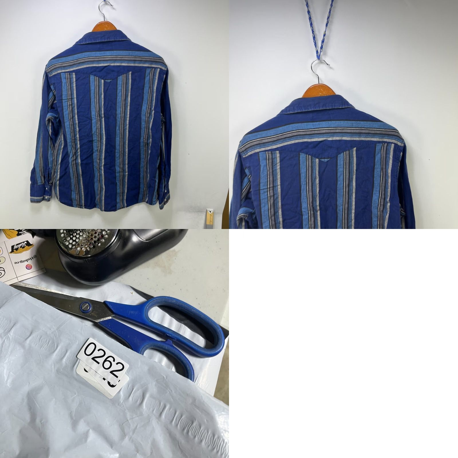 Wrangler VINTAGE Wrangler Pearl Snap Button-Up Shirt XL Blue Cotton Mens 90s Western USA Pockets Size US XL / EU 56 / 4 - 8 Thumbnail
