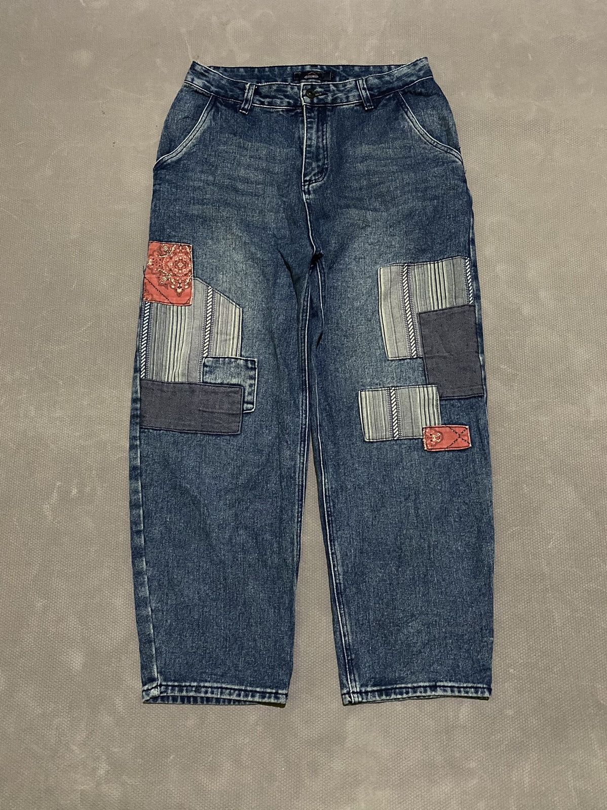 Hysteric Glamour × Japanese Brand Y2k Reknat “Visvim style” patchwork baggy jeans Size US 33 - 1 Thumbnail