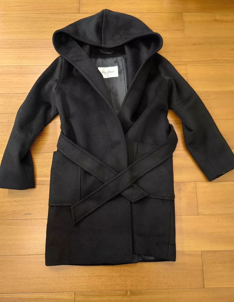Max Mara Max Mara Black hooded bathrobe overcoat Size L / US 10 / IT 46 - 2 Thumbnail