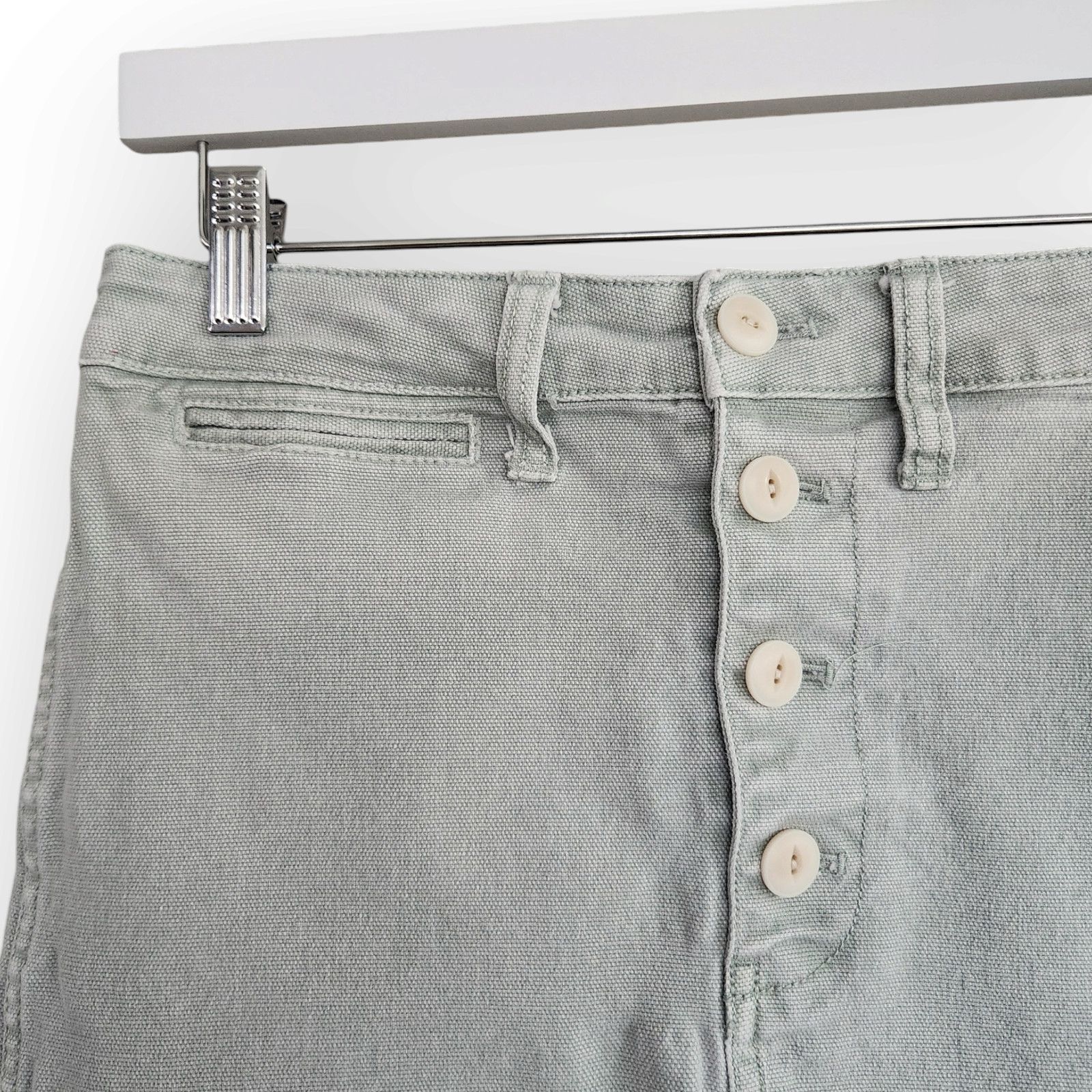 Madewell Madewell Light Green High Waisted Jean Mini Skirt 26 Size 26" / US 2 / IT 38 - 2 Thumbnail