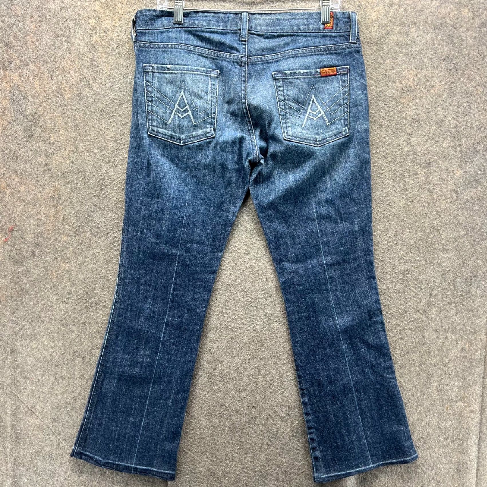 7 For All Mankind 7 For All Mankind Jeans Mens 30 Blue Denim Straight Stone Wash Baggy Regular Rise Mid 30in Inseam 5-Pocket Size US 30 / EU 46 - 2 Thumbnail