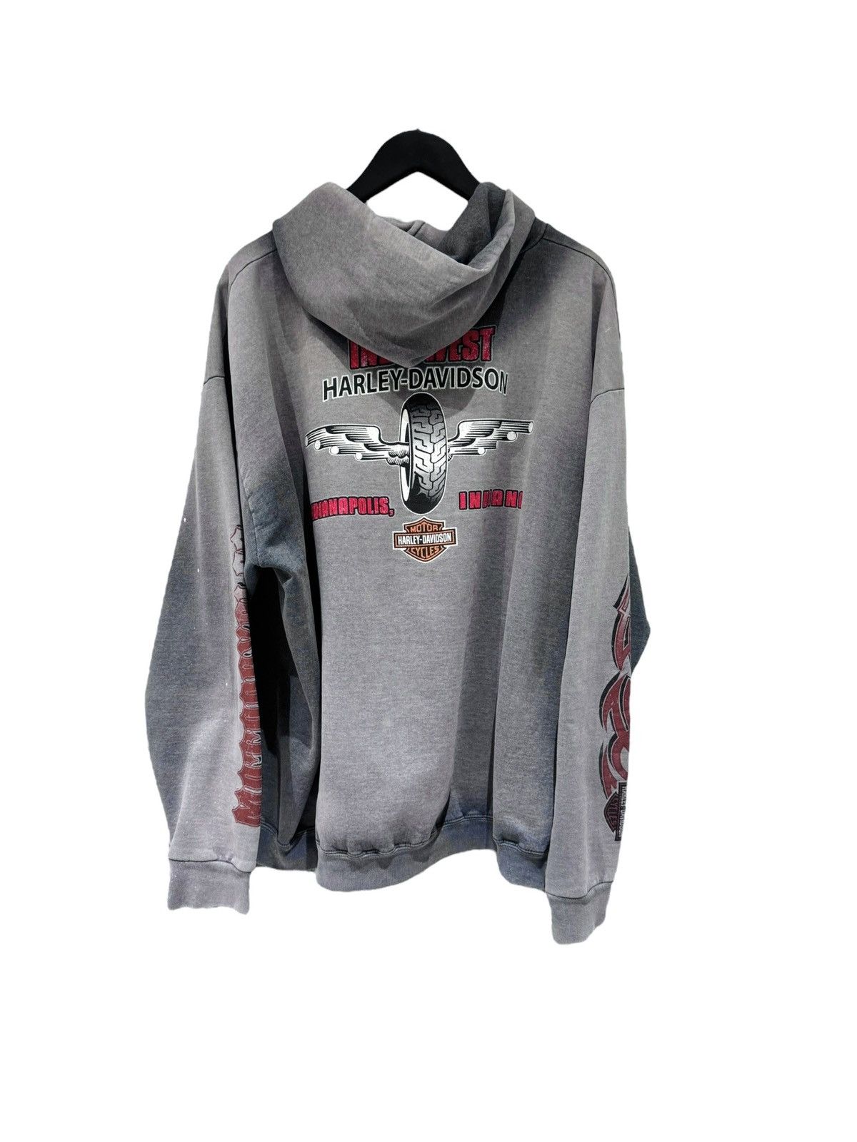 Harley Davidson Thrashed and Faded Harley Davidson Flame Vintage Zip Hoodie Size US XXL / EU 58 / 5 - 2 Thumbnail