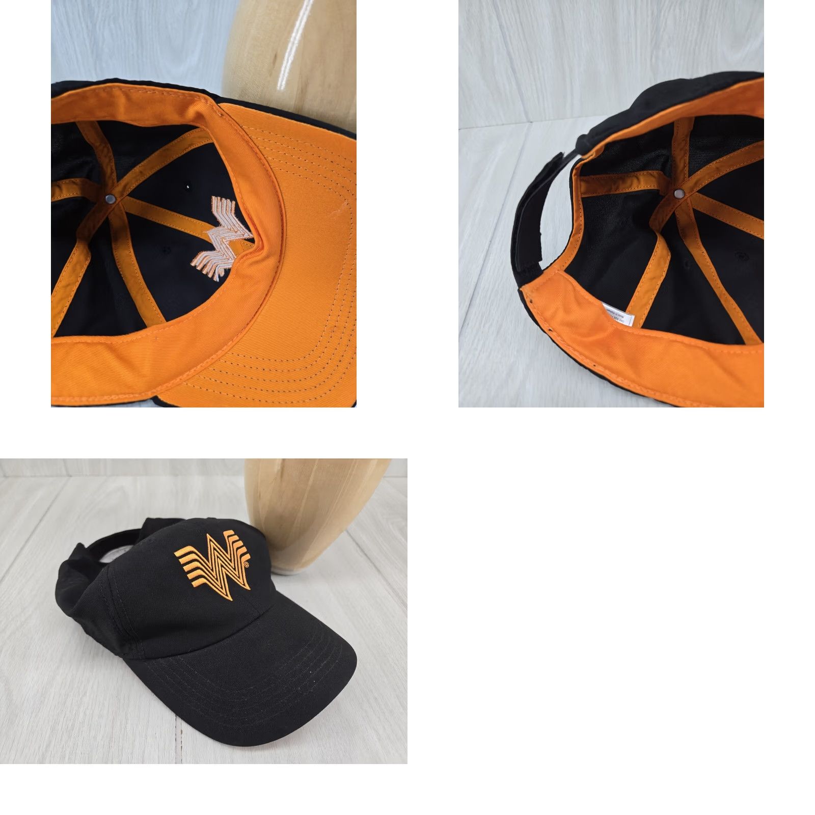 Vintage Whataburger Cap Hat Adult OSFA Adjustable Black Cap Hat Baseball Cap Unisex Adults Black Adjustable Size ONE SIZE - 9 Thumbnail
