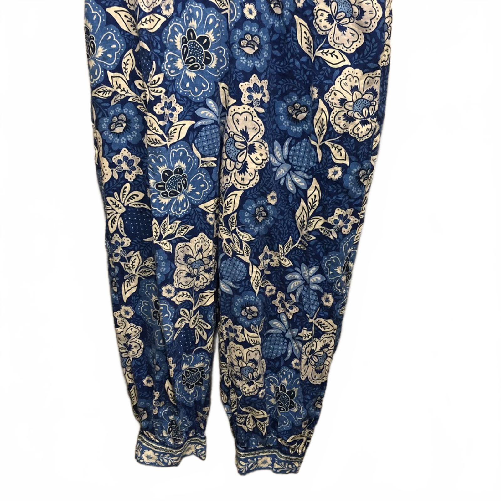 Farm Rio FARM Rio Full of Flowers Blue Floral Lace Jumpsuit M Boho Size 32" / US 10 / IT 46 - 7 Thumbnail