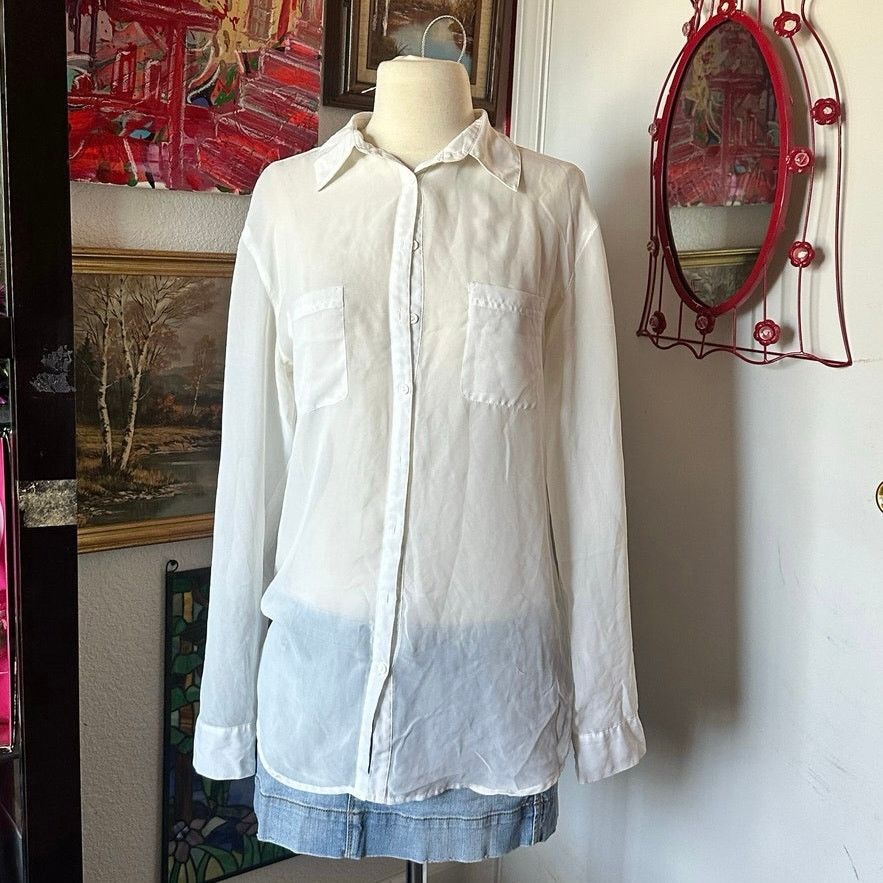 Other kardashian kollection white mesh button up blouse Size XS / US 0-2 / IT 36-38 - 1 Thumbnail