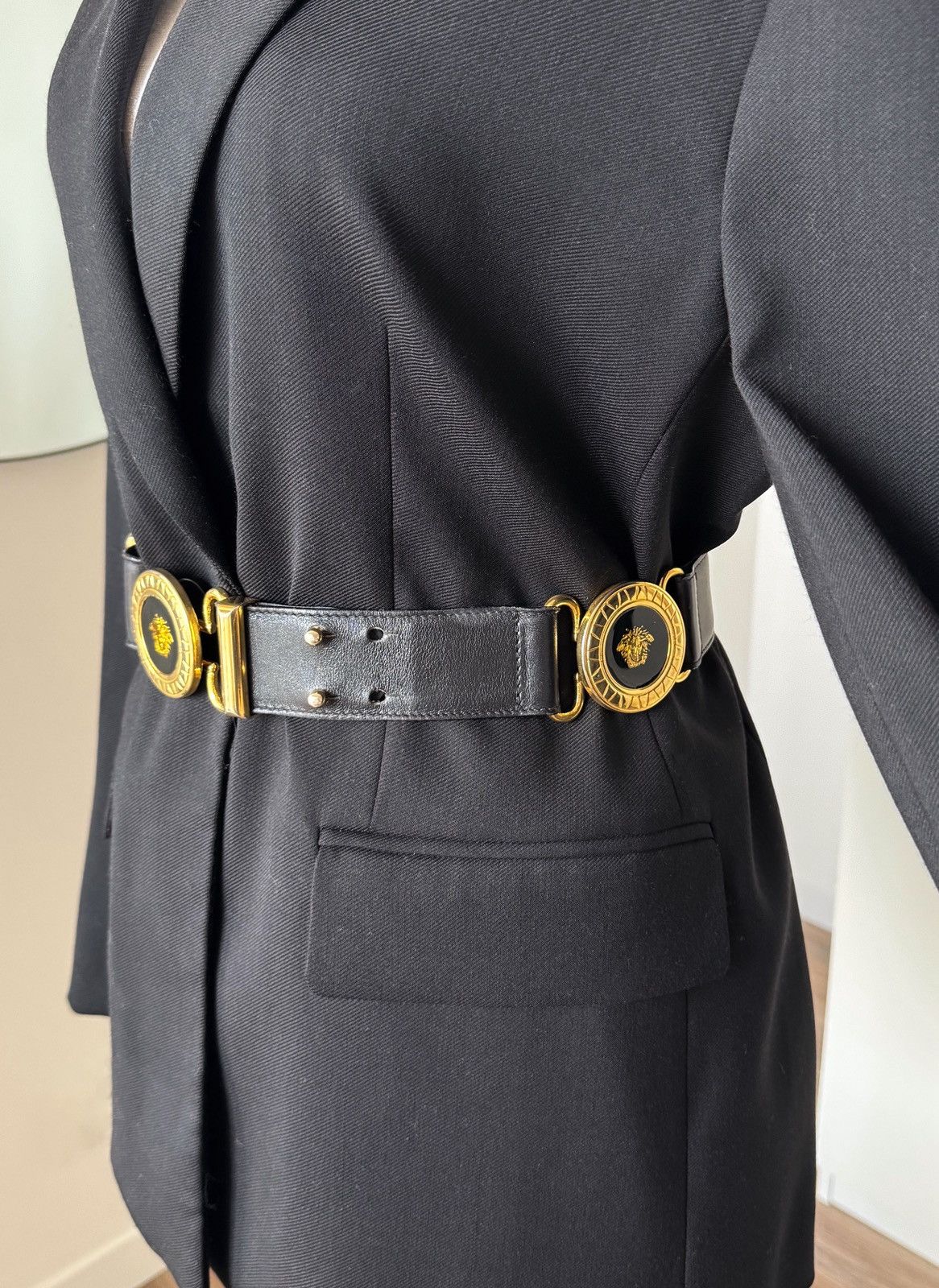 Versace Gianni Versace black leather belt Medusa head 4 buckles Size ONE SIZE - 2 Thumbnail