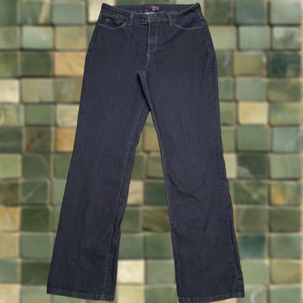 Vintage NYJD Jeans Womens 30x32 Blue Straight Leg Stretch Embroidered Pocket 5-Pocket Denim Cotton Blend Jeans Size 12 90s Womens Size 34" / US 12 / IT 48 - 1 Thumbnail