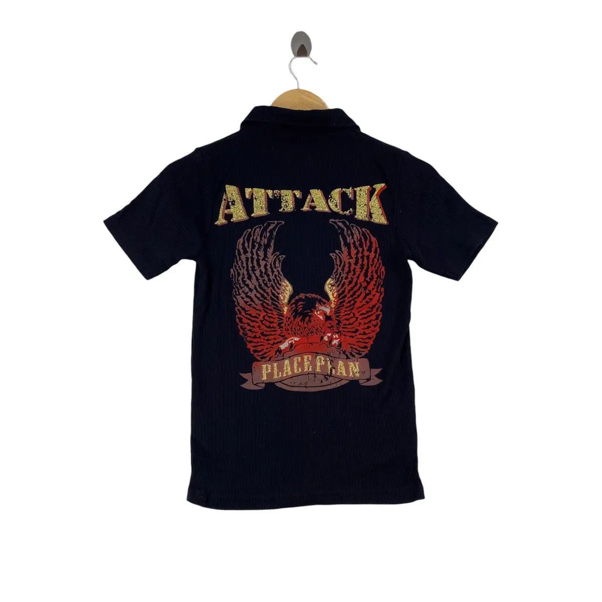 Vintage Vintage PLACE PLAN EAGLE Violent Attack Polo Tee Shirt Top Size M / US 6-8 / IT 42-44 - 1 Thumbnail