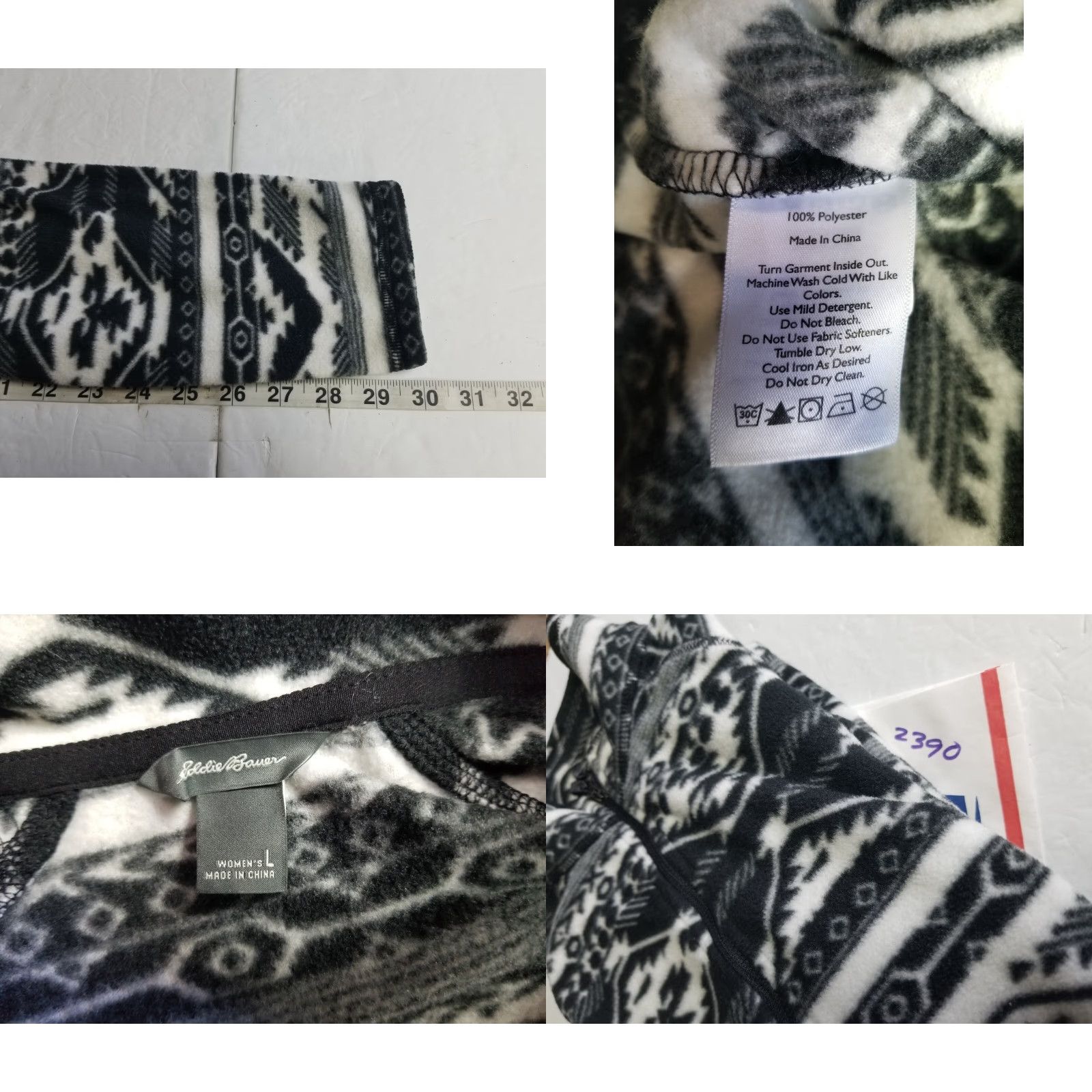Eddie Bauer Eddie Bauer Fleece Womens Large Jacket Sweater Aztec Black 1/4 Zip Pullover Size L / US 10 / IT 46 - 8 Thumbnail