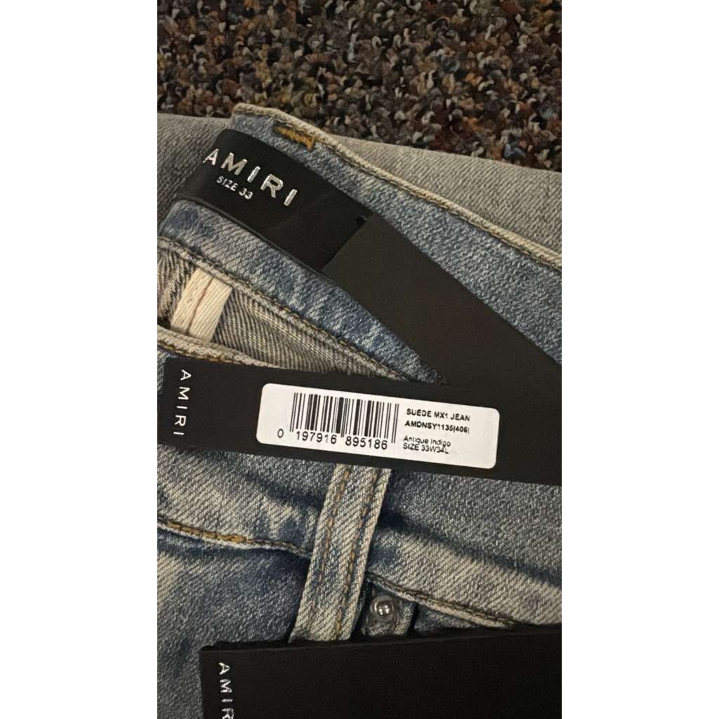 Amiri o1rshd1 Suede MX1 Jean Denim Jeans in Antique Indigo Size US 33 - 18 Thumbnail