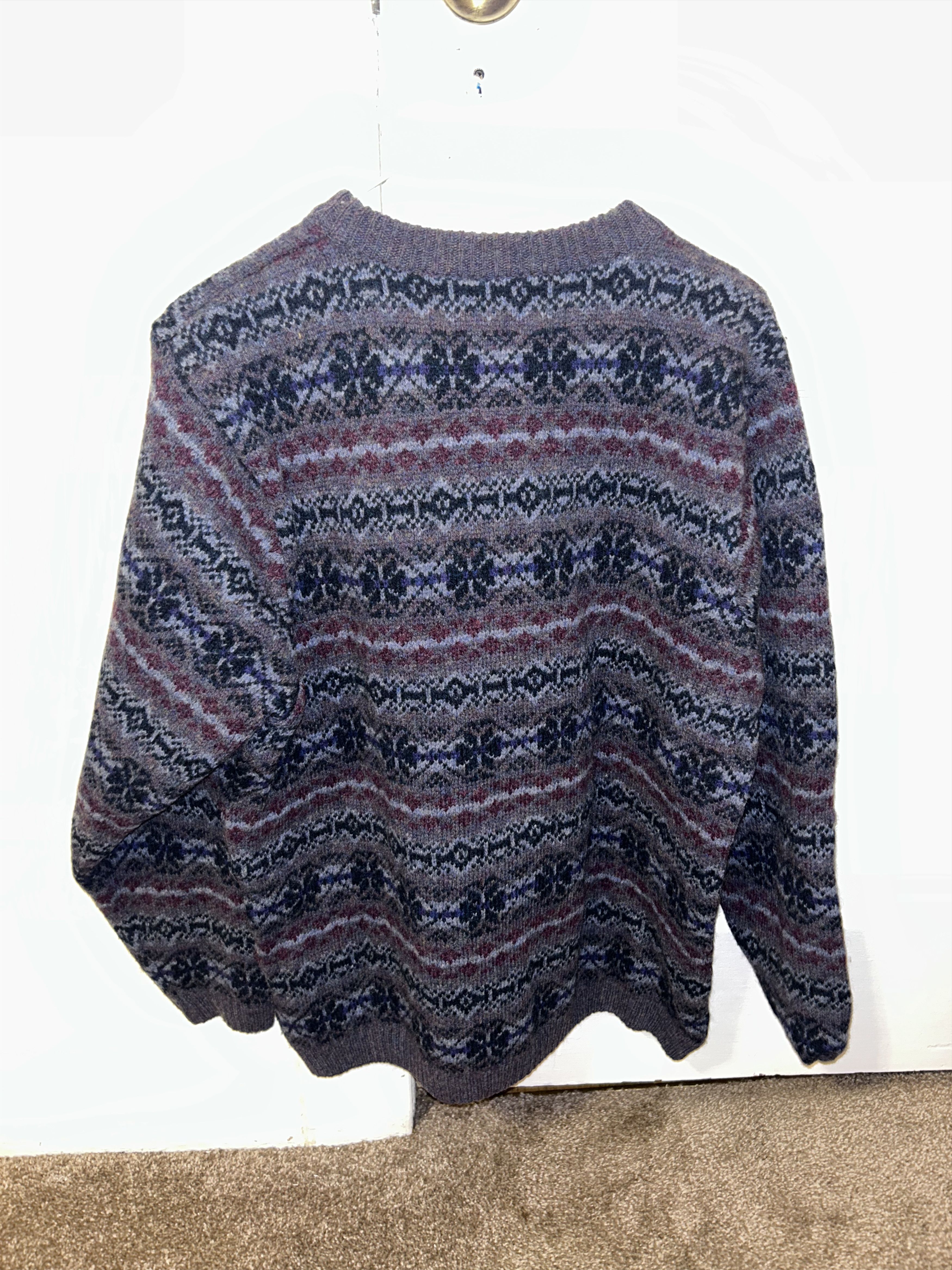Harley of Scotland Harley of Scotland 100% Wool Blue Fair Isle Stripe Sweater Size US L / EU 52-54 / 3 - 2 Thumbnail