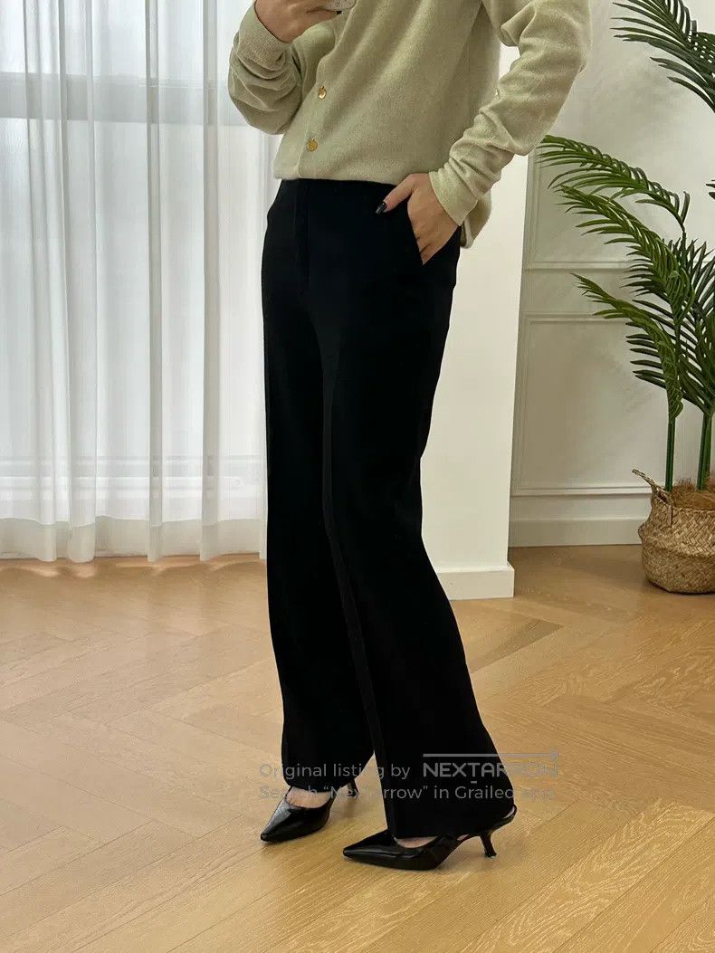 Hermes Hermes Fine Wool Straight Leg Business Pants, Black Size 24" / US 00 / IT 34 - 1 Thumbnail