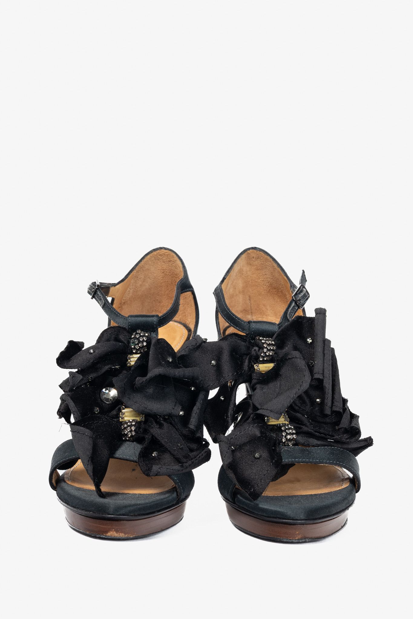 Lanvin Lanvin AW12 Les 10 Ans Satin Embellished-Bow Sandals Size US 6 / IT 36 - 2 Thumbnail