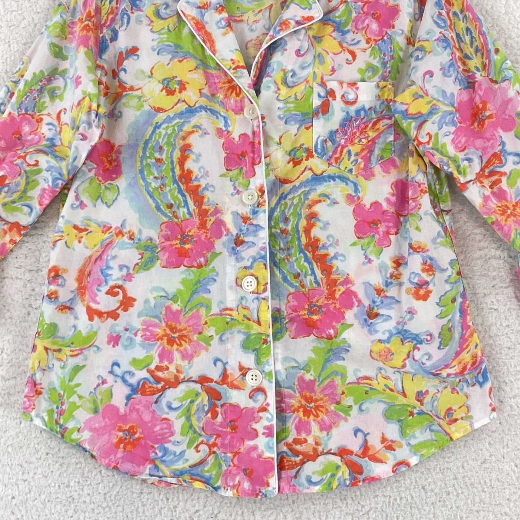 Ralph Lauren Lauren Ralph Lauren Button-Front Pajama Shirt Womens Size Small Pink Paisley Size S / US 4 / IT 40 - 5 Thumbnail