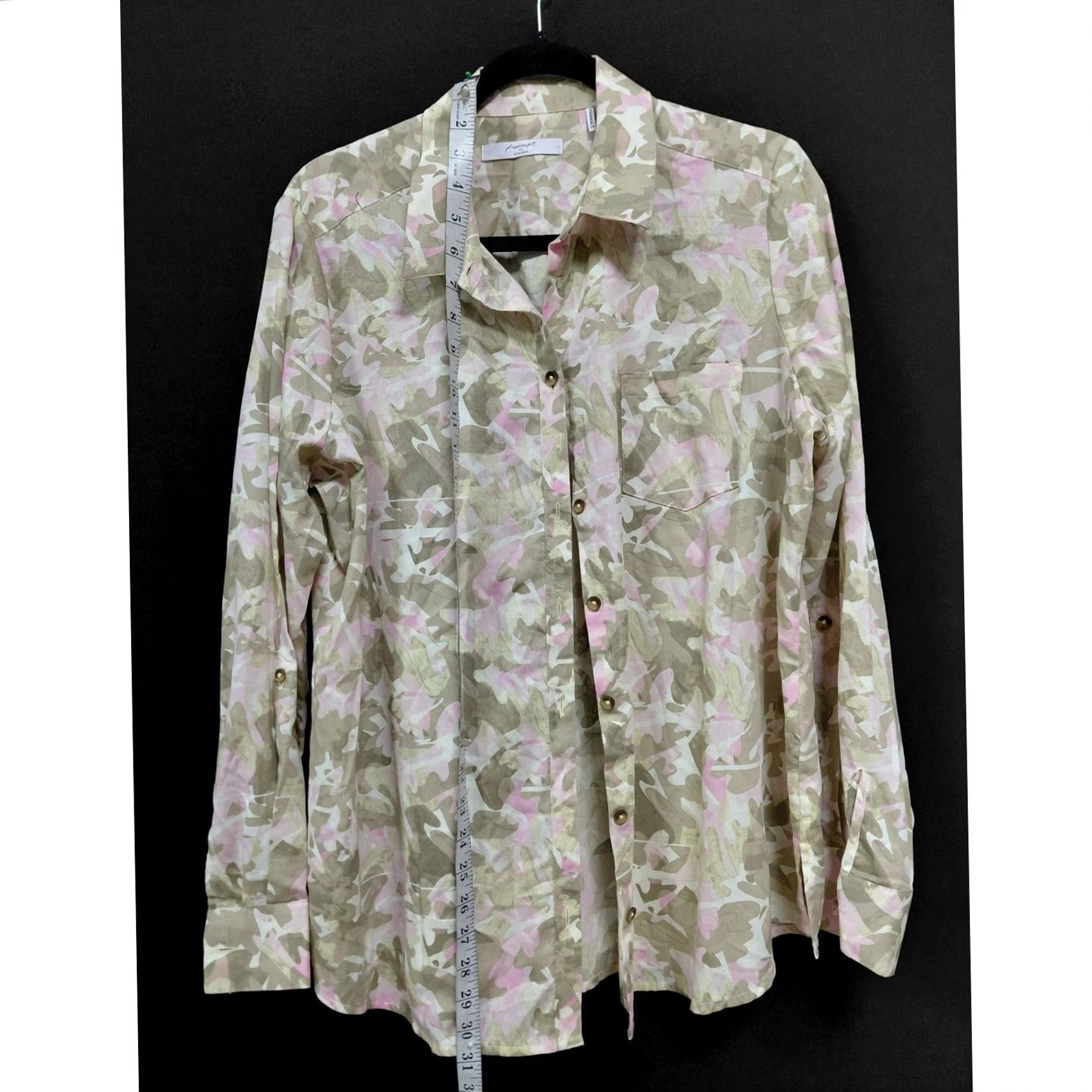 Vintage Foxcroft NYC NON-IRON Floral Button-Up Shirt Beige Woven Long Size 14 Women Ladies Dress Shirt Size XL / US 12-14 / IT 48-50 - 6 Thumbnail