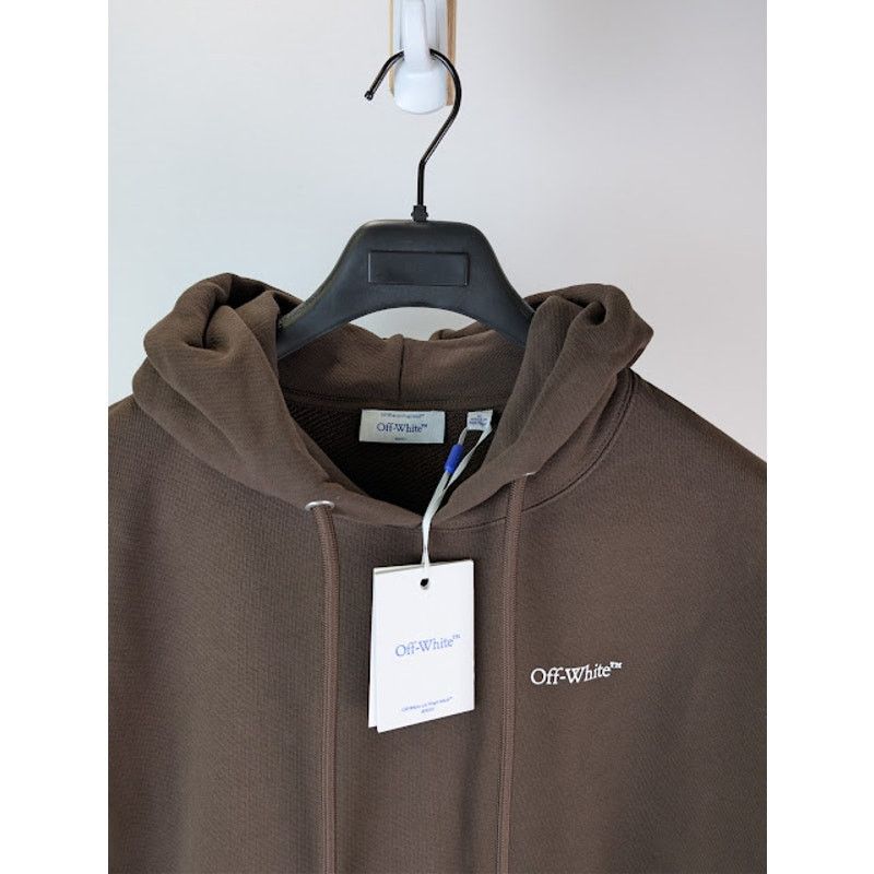 Off-White o1rshd1 Logo Skate Hoodie in Chocolate / White Size US M / EU 48-50 / 2 - 8 Thumbnail