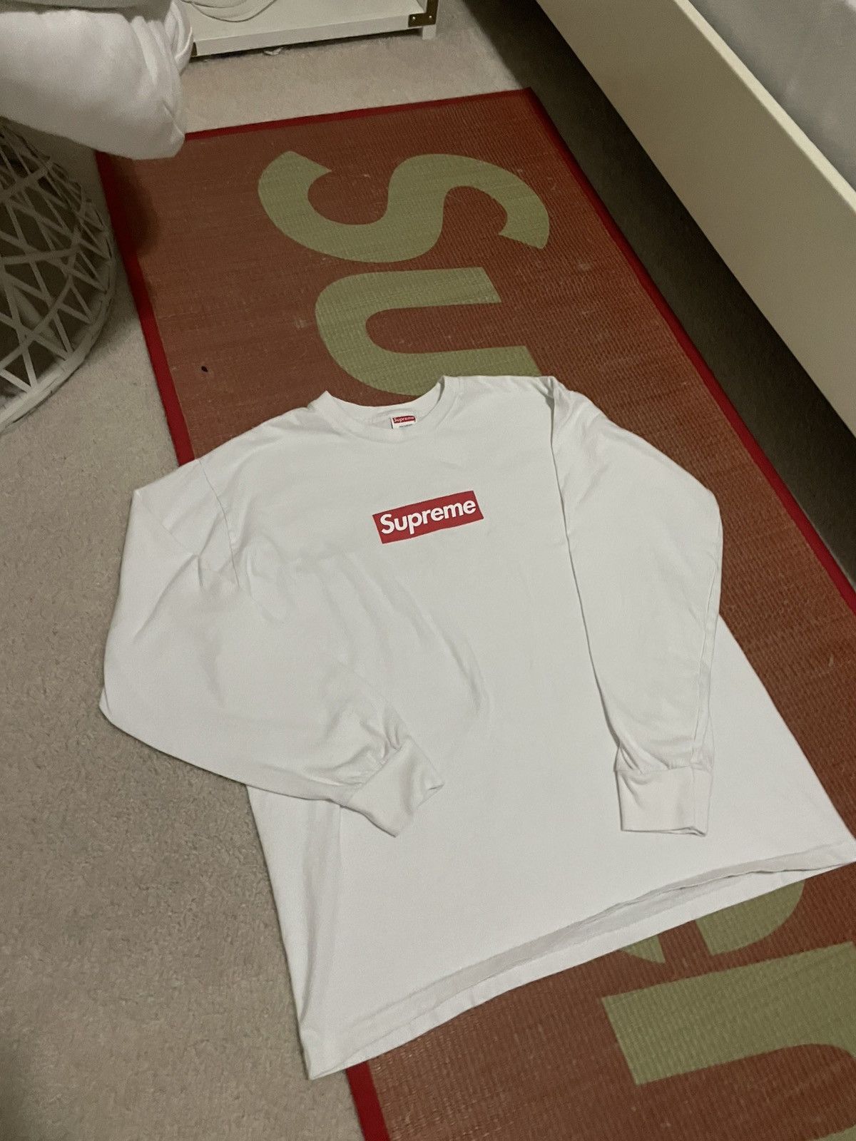 Suprem L/S Longsleeve Box Logo Tee FW20 Size M White/Red