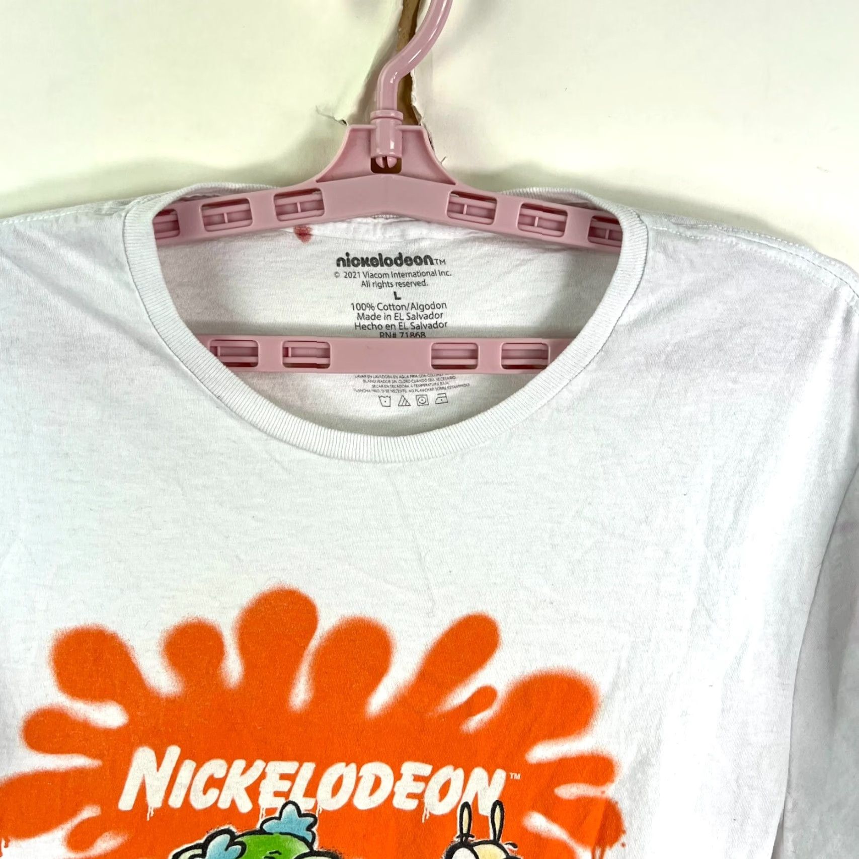 Nickelodeon Nickelodeon Shirt Adult L White Graphic Print T-Shirt Short Sleeve Crew Neck Unisex 100% Cotton Rugrats SpongeBob Ninja Tommy 2020s Size US L / EU 52-54 / 3 - 3 Thumbnail