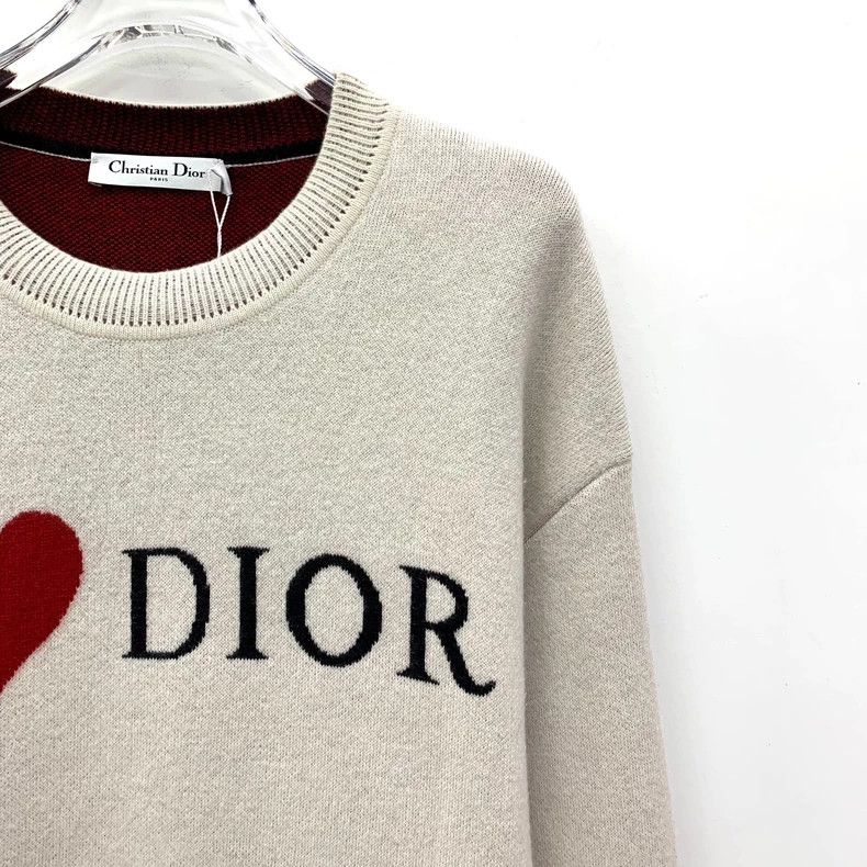 Dior Dior Apricot striped love letter inlaid cashmere round-nec Size XS / US 0-2 / IT 36-38 - 3 Thumbnail