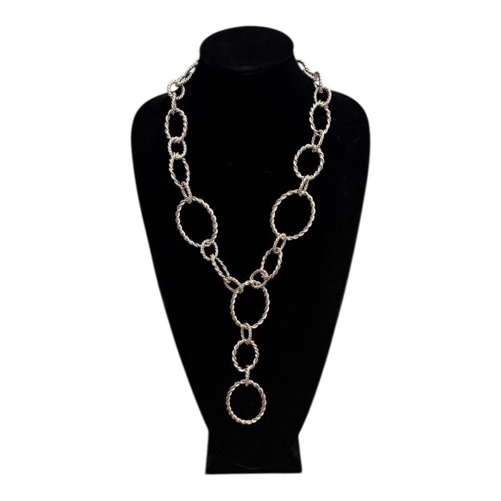 Chicos CHICO’S Silver Link Circle Statement Lariat Necklace | NWOT Size ONE SIZE - 2 Thumbnail