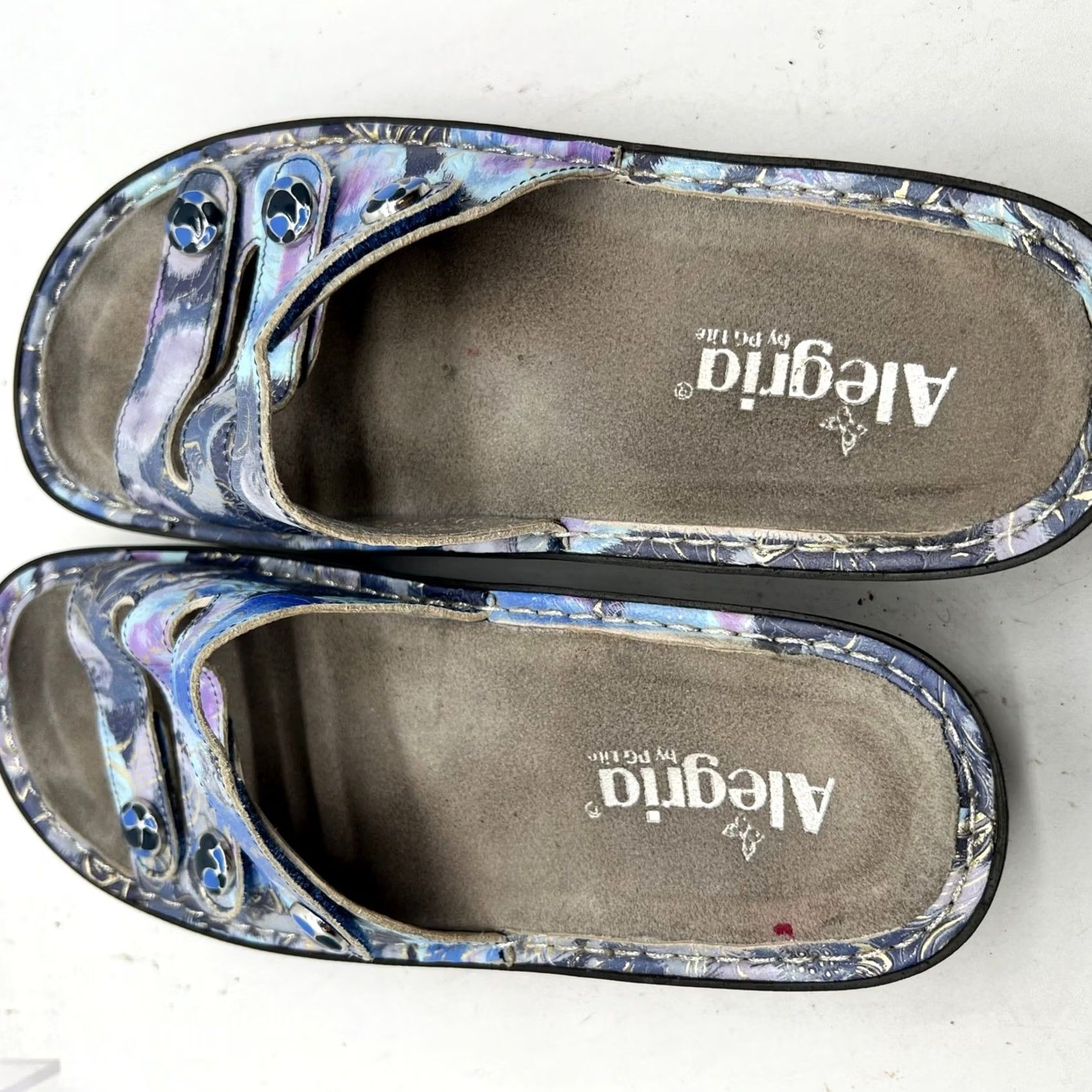 Vintage Alegria Slide Womens Blue Sandals Fiona Strap Slides Leather FIO Size US 10 / IT 40 - 6 Thumbnail