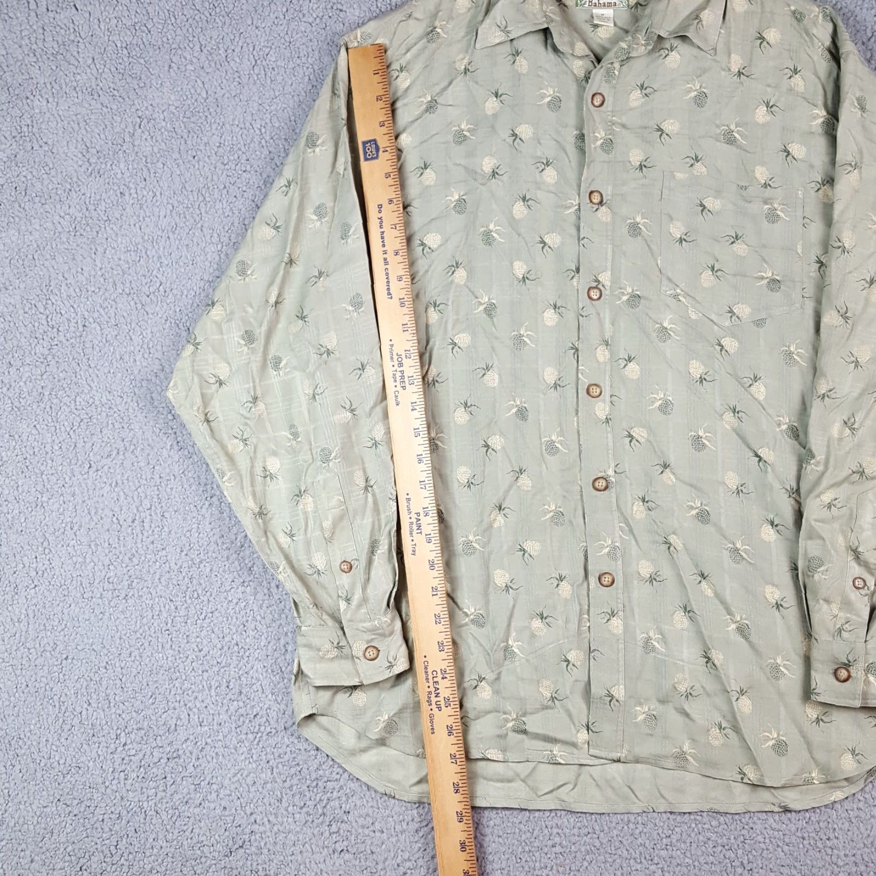 Tommy Bahama VINTAGE Tommy Bahama Pineapple Silk Long Sleeve Button-Up Camp Shirt M Green Hawaiian Retro Mens Size US M / EU 48-50 / 2 - 7 Thumbnail